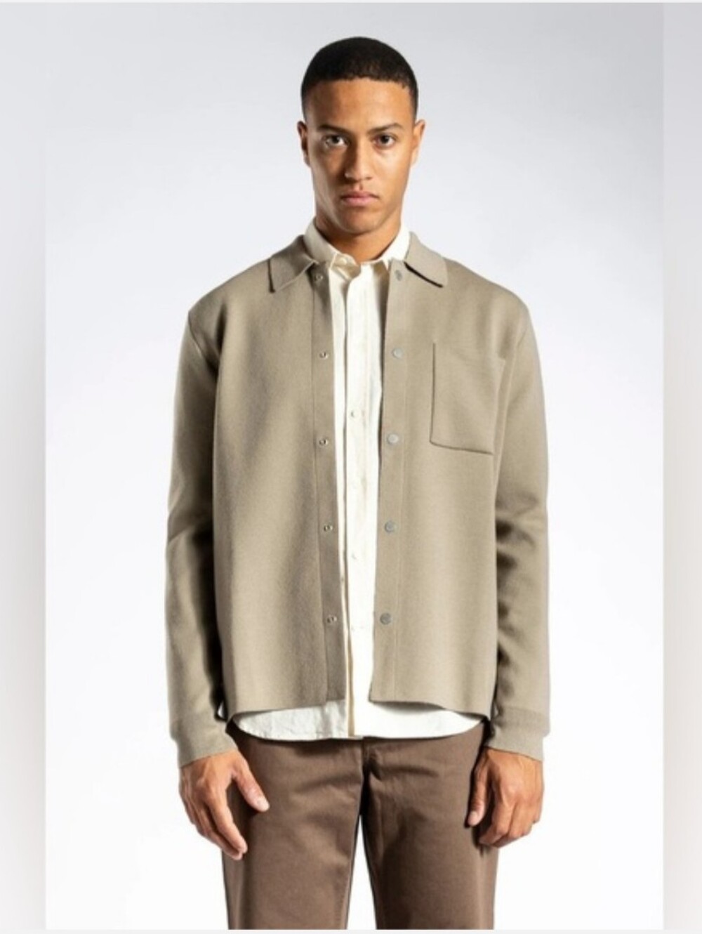 Norse Projects Erik Knit Coach Jacket - Shale Stone Size M